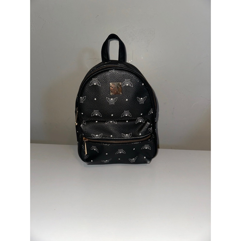 Claire's Faux Black Leather Love Backpack